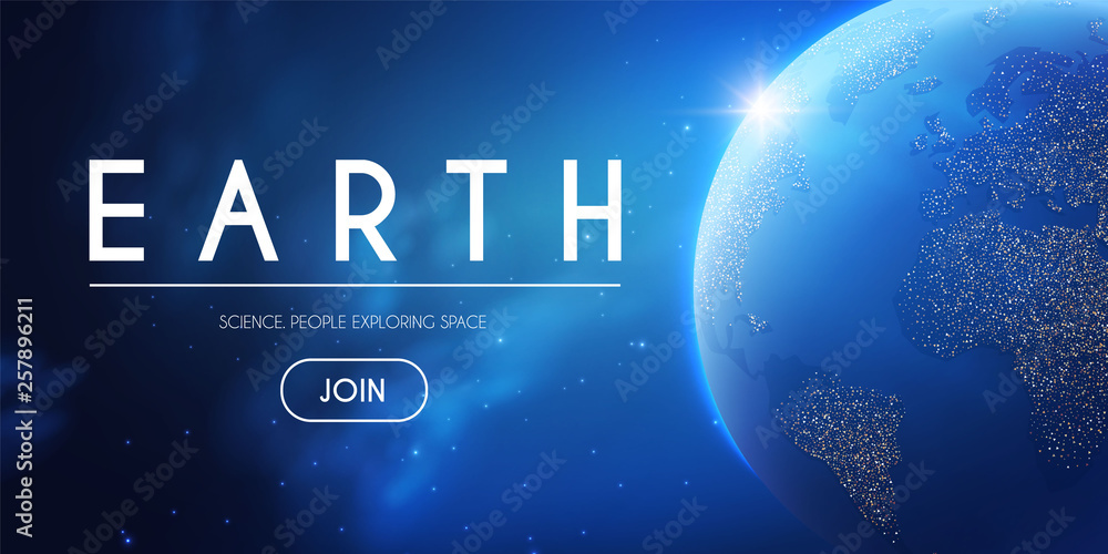 Canvas Prints eath planet in space with lights. realistic universe. cosmos background.