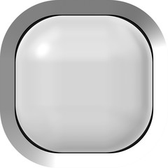 Web button 3d - white glossy realistic with metal frame, easy to expand