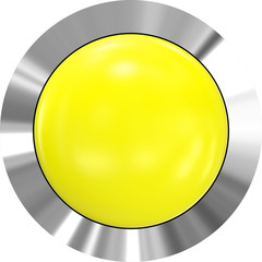 Web button 3d - yellow glossy realistic with metal frame