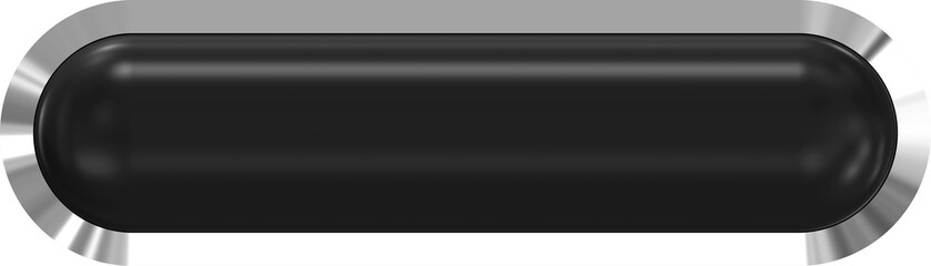 Web button 3d - black glossy realistic with metal frame, easy to expand