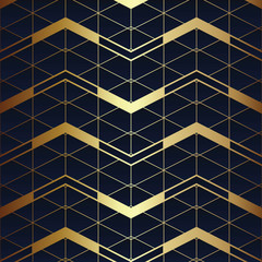 Abstract art seamless blue and golden pattern