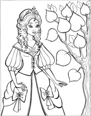 Coloring for girls. Princess. Puzzles. Labyrinth. 1