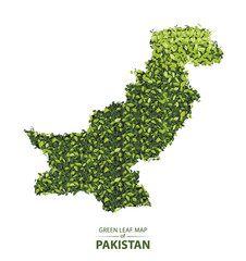 Obraz premium Green leaf map of pakistan vector illustration of a forest is concept