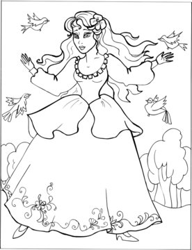 Coloring for girls. Princess. Puzzles. Labyrinth. 19