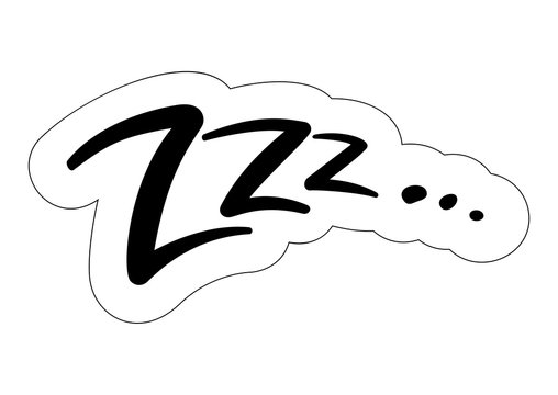Freehand speech bubble with buzz symbol. Sticker on the white background isolated in cartoon style.
