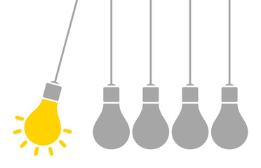 Naklejka premium Pendel Hängende Glühbirnen Idee Gelb/Grau