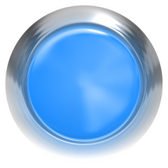Web button 3d - blue glossy realistic with metal frame
