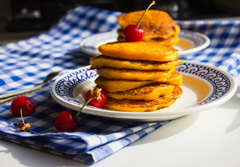 Spicy pumpkin pancakes with  seeds