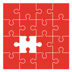 Fototapeta premium Multicolored puzzle pieces isolated on white background. Vector illustration