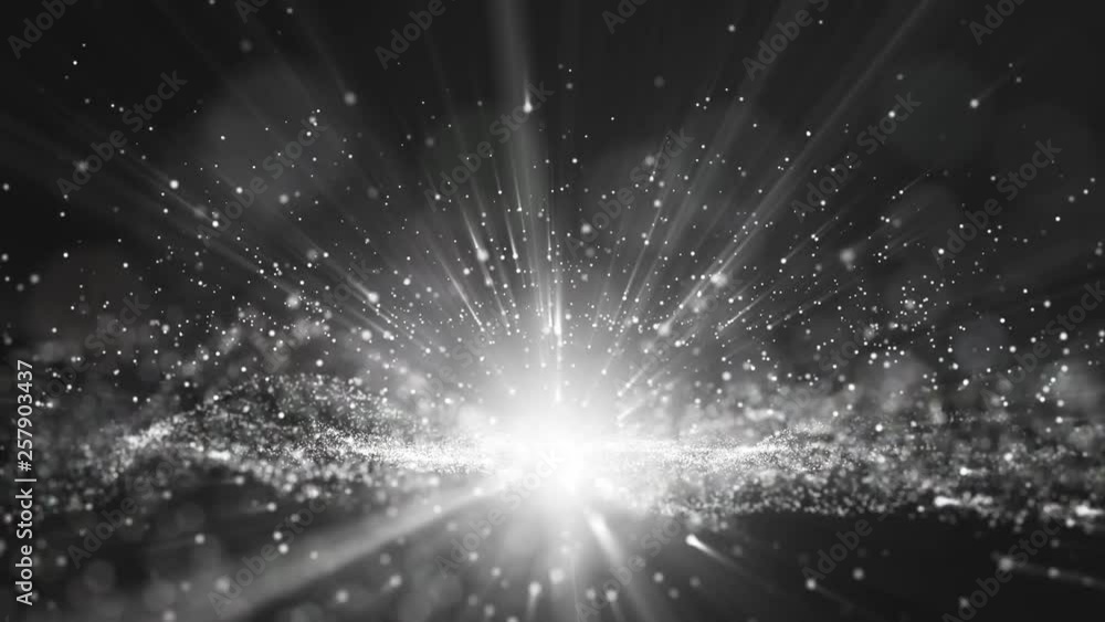 Poster black background, digital signature with particles, sparkling waves, curtains and areas with deep de
