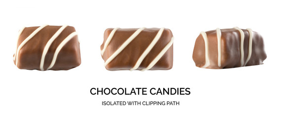 Set of Beautiful Creative Chocolate Sweets Isolated