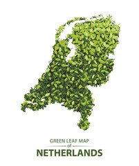 Green leaf map of netherlands vector illustration of a forest is concept