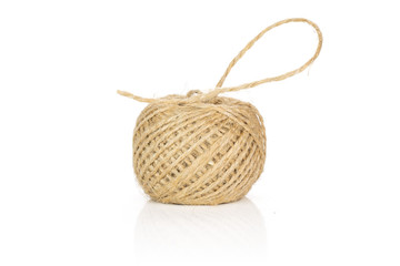 Jute spool on white background