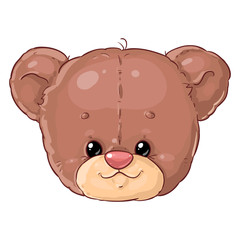 Teddy bear boy brown head. Cute children's character.