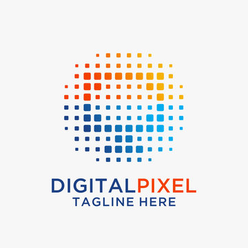 Digital pixel screen logo design