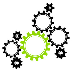 Zahnräder Gruppe Schwarz/Grün