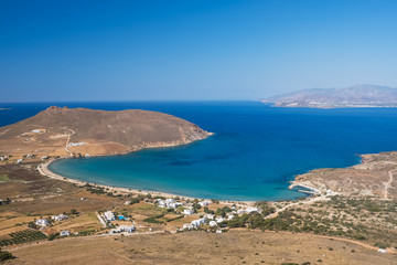 Beautiful landscape of a bay with turquoise sea water on Paros island