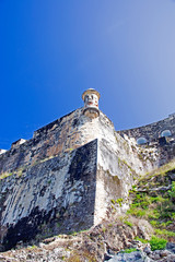 Walls and battlements of the 16th century Spanish fort of El Morro in San Juan, Puerto Rico