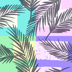 Fototapeta na wymiar Seamless exotic pattern with tropical plants. Vector background.