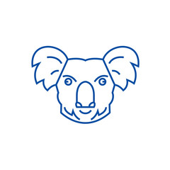 Koala head line concept icon. Koala head flat  vector website sign, outline symbol, illustration.