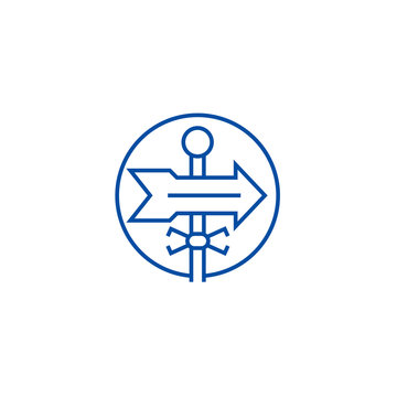 Label direction line concept icon. Label direction flat  vector website sign, outline symbol, illustration.