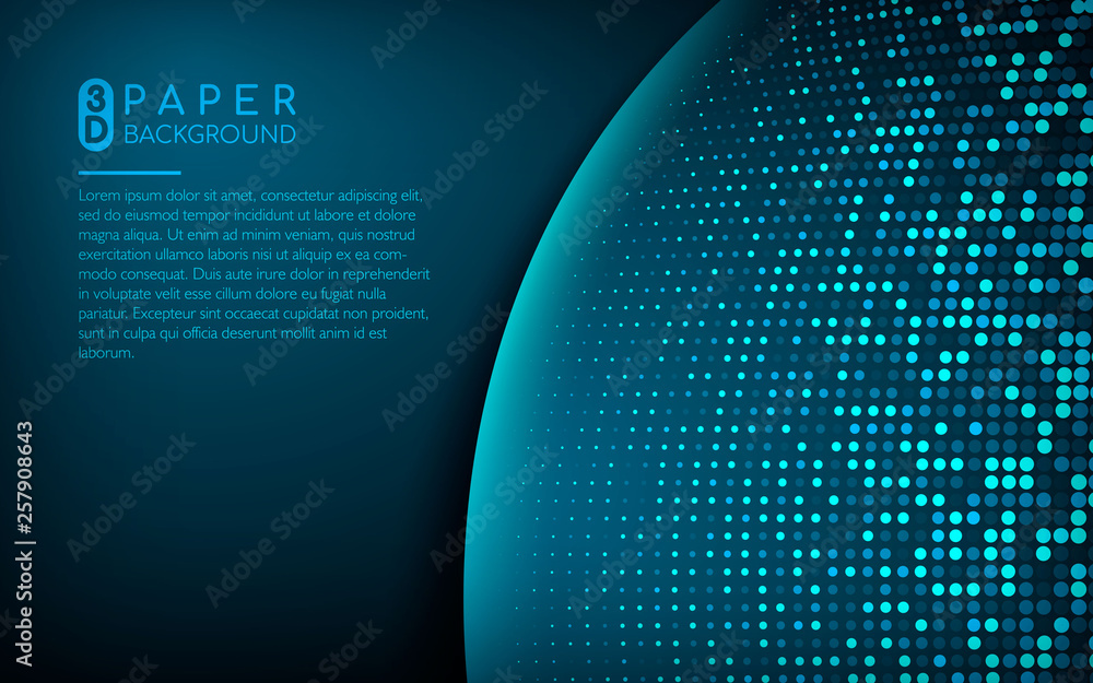 Fototapete dark blue 3d paper background. abstract realistic overlap paper with light glitters decoration with 