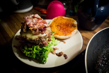 Burger with bacon and bacon