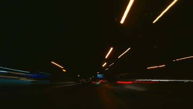 Abstract fast timelapse of traffic during night time