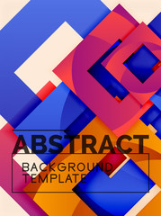 Color square composition with text. Geometric abstract background