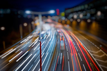 busy highway traffic at night 