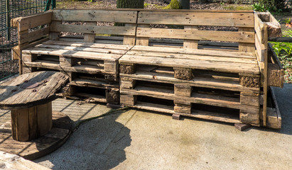 Garden furniture made by hand from old used europallets