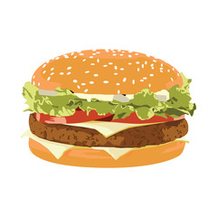Burger fast food flat vector.