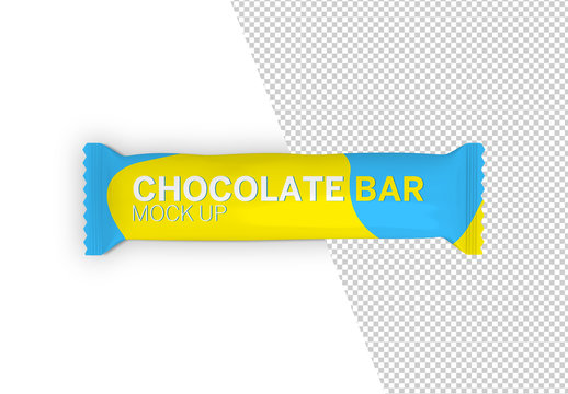Chocolate Bar Packaging Mockup on White Surface