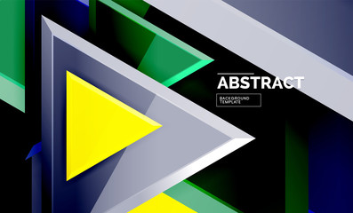 Flying triangles compostion geometric background