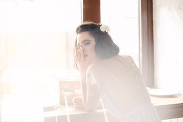 portrait of a woman in bathroom