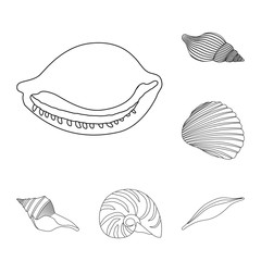 Isolated object of exotic and seafood  sign. Collection of exotic and aquatic stock vector illustration.