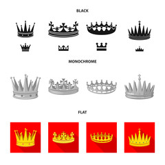 Vector illustration of medieval and nobility icon. Collection of medieval and monarchy stock symbol for web.