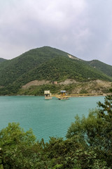Fototapeta na wymiar reservoir in the mountains of Georgia