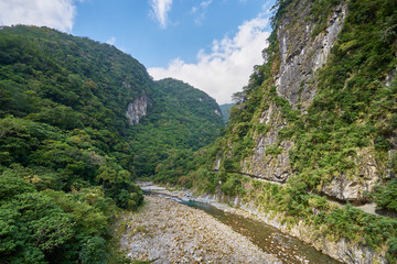 Fototapeta na wymiar Beautiful Shakadang river in Mysterious Valley Trail called Shakadang Trail