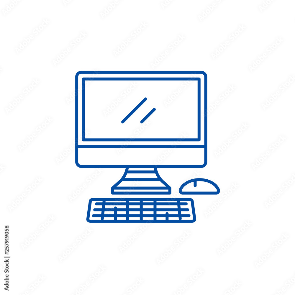 Aufkleber modern computer line concept icon. modern computer flat vector website sign, outline symbol, illustr