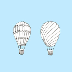 Hand drawn two hot air baloons card