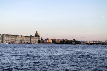 Fototapeta na wymiar Evening St. Petersburg view from the Neva River