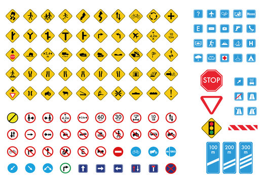 Gran colección de signos de tráfico.