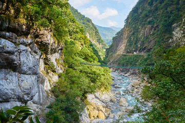 Beautiful Shakadang river near Swallow Grotto in Yanzikou, Taroko national park, Hualien, Taiwan.
