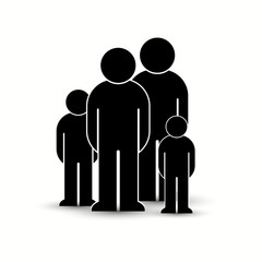 Black Silhouette Family. Reliability, faith, love, friendship and support. On a white background. Vector illustration