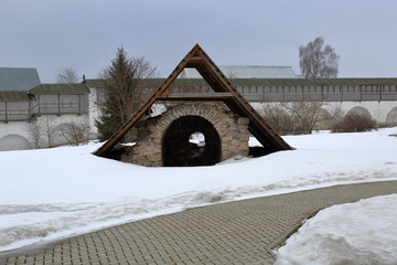Stone cellar-glacier on the territory of the Borisoglebsky monastery. Torzhok, Russia
