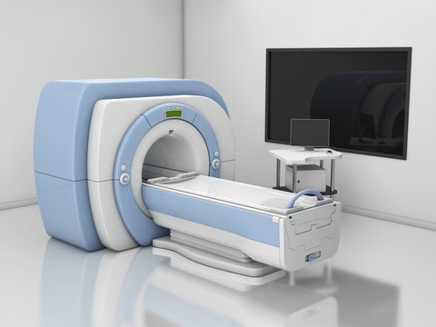 Magnetic resonance imaging device.Isolated MRI scanner 3d illustration.
