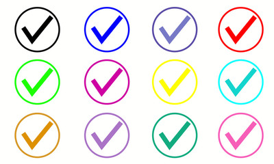 Multicolored confirm icons set. Vector illustration