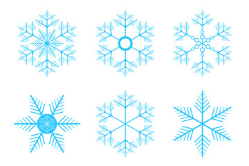 Blue snowflakes on a white background. Vector illustration