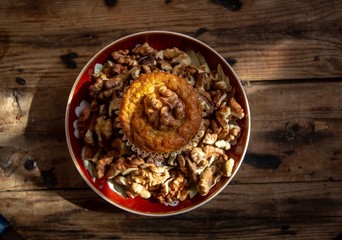 homemade muffins with walnuts and pumpkin